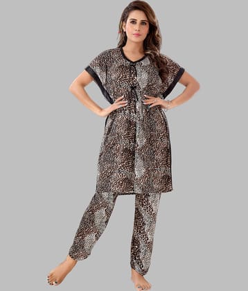 G4Girl - Brown Satin Women's Nightwear Nightsuit Sets ( Pack of 1 )