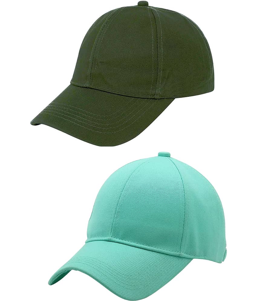 Zacharias - 100% Cotton Green Men's Cap ( Pack of 2 )