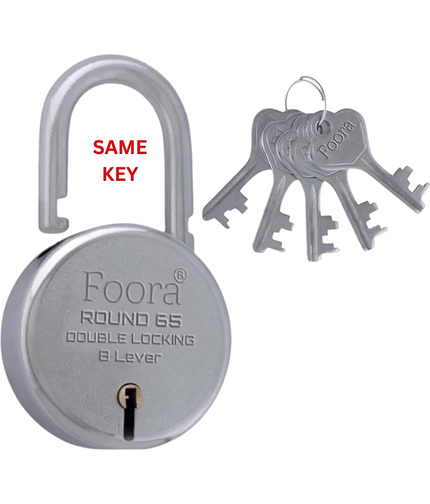 Foora Lock for Home Round 65 Padlock with 5 Same Keys and Key Chain