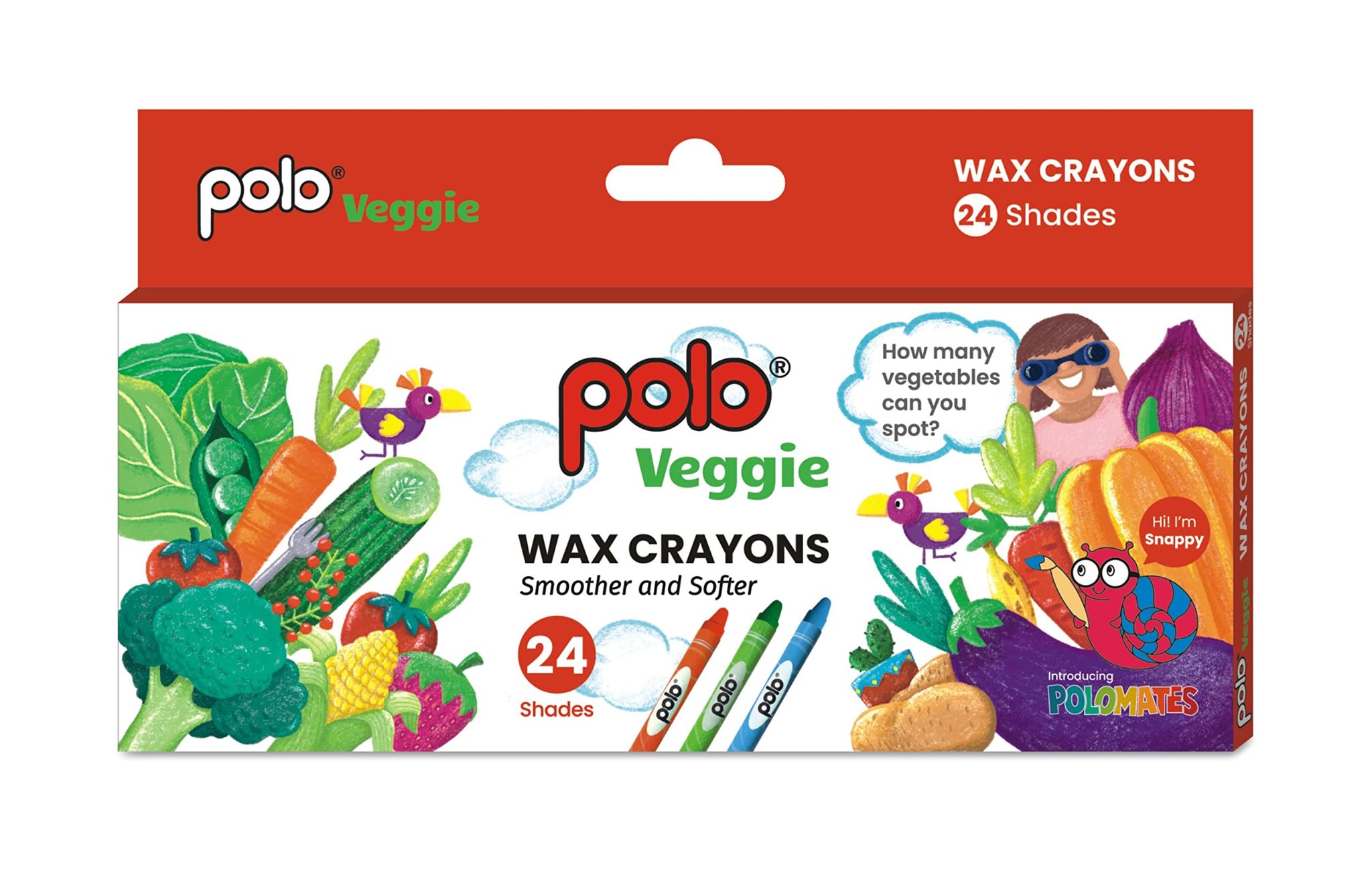 polo Wax Crayons - 24 Vibrant Shades 75mm Extra Long | Non-Toxic & Durable Crayons for Kids | Toddlers & Artists - Break-Resistant | Smooth Coloring for School & Craft Projects