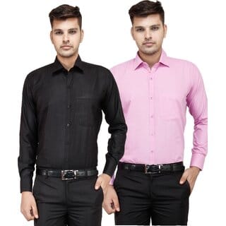 Baleshwar Men Multicolor Solid Formal Shirt (Pack of 2)