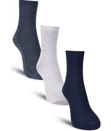 Dollar Cotton Blend Men's Self Design Blue Ankle Length Socks ( Pack of 3 )