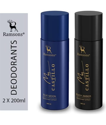 Ramsons - MY CASTILLO BLUE MOON & CASTILLO BLACK Deodorant Spray for Unisex 400 ml ( Pack of 2 )