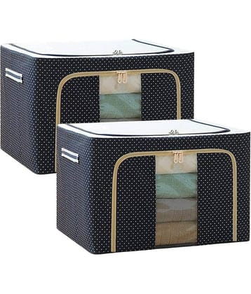 Organisers Storage Box for Clothes 66 Liter Capacity Wardrobe Organizer for Clothes Storage Foldable Steel Frame with Zipper Clear Window with Handle (66 Ltr - Pack of 1)