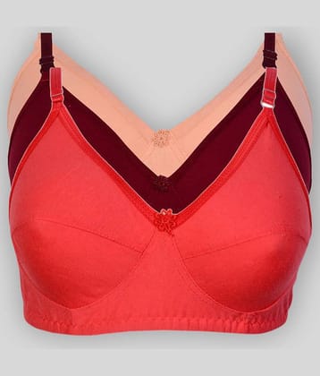 Kiran Enterprises Pack of 3 Cotton Non Padded Women's Minimizer Bra ( Peach )