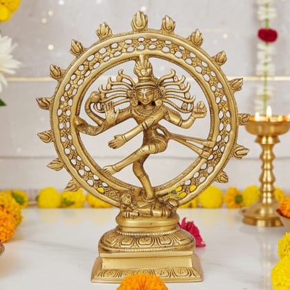 Brass Showpiece Nataraja, Natraja God Idol Statue, Height : 9.2 Inch (BSMAS1069 D)