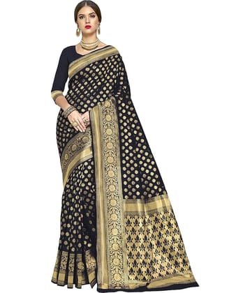 Sariya Jacquard Embellished Saree With Unstitched Blouse Piece ( Orange )