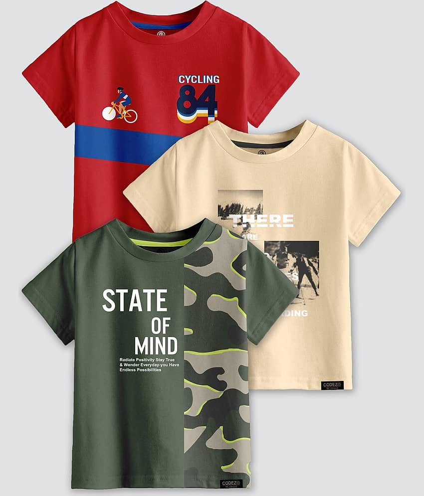 CODEZ Pack of 1 Boys Cotton Blend T-Shirt ( Multi Color )