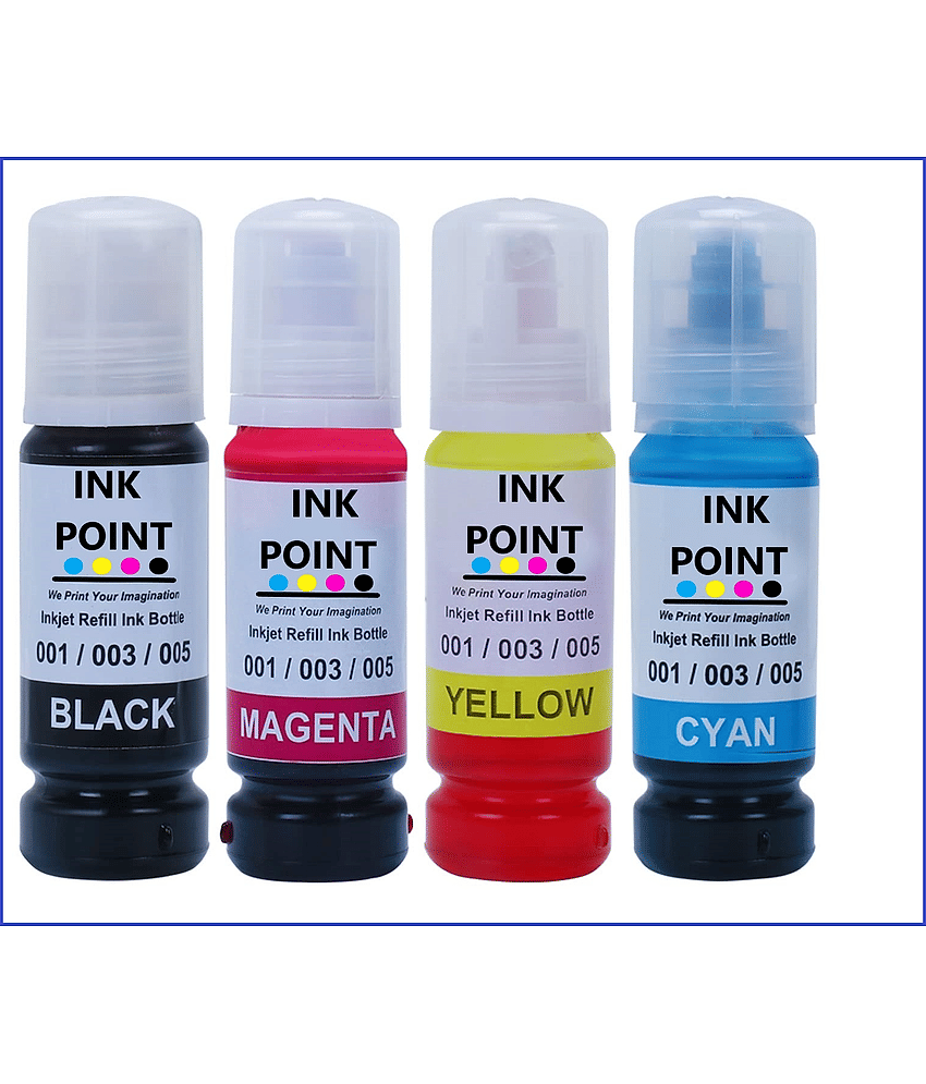 INK POINT Multicolor Four bottles Refill Kit for 003 Refill DYE Ink for USE in L5190, L3150, L3110,L3100, L3151, L3152, L1110,L3115,