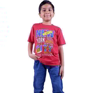 Kid Kupboard Cotton Boys T-Shirt, Red, Half-Sleeves, 8-9 Years KIDS7372