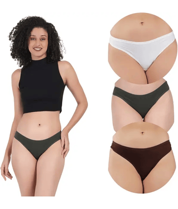 Bebron Pack of 3 Cotton Lycra Thongs For Women ( Multicolor1 )
