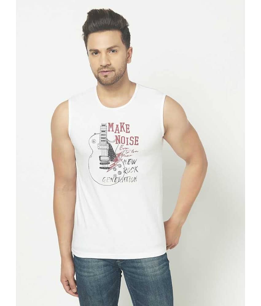 Glito Pack of 1 Cotton Blend Gym Vest For Men ( White )