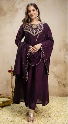 Vaidehi Fashion Cofee Anarkali Embroidered Vichitra Silk Kurta Set with Dupatta Embroidered Anarkali Kurta, Bottom & Dupatta Set Vaidehi Fashion Cofee Anarkali Embroidered Vichitra Silk Kurta Set with Dupatta Embroidered Anarkali Kurta, Bottom & Dupatta Set