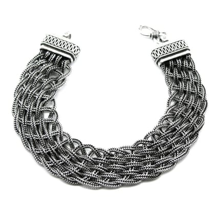 Balls & Links 925 Sterling Silver Arm Wrist Women Bracelet 8&quot;