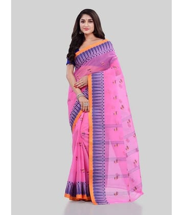 Desh Bidesh Cotton Printed Saree Without Blouse Piece ( Pink )
