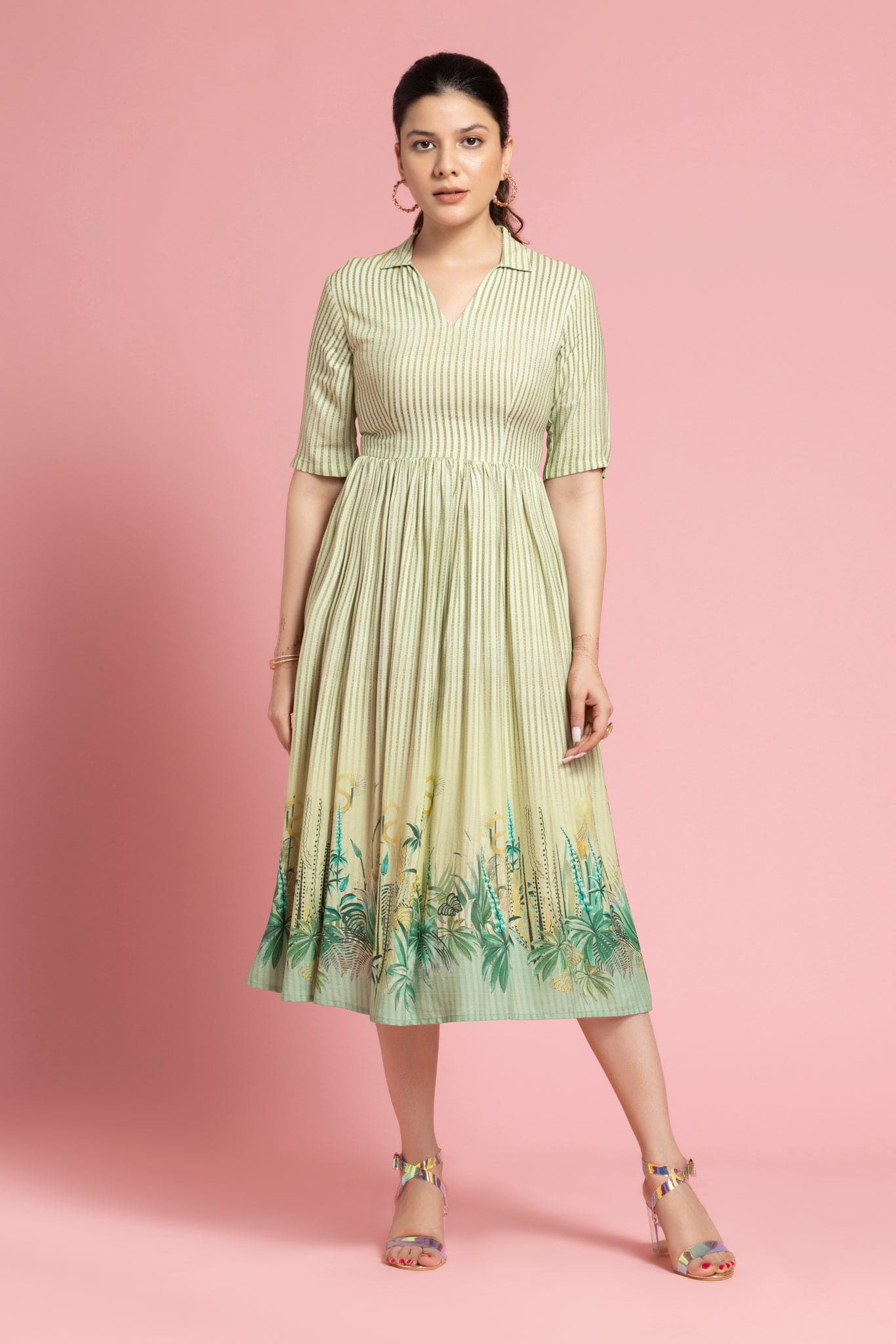 Womens Green Leafy Dress