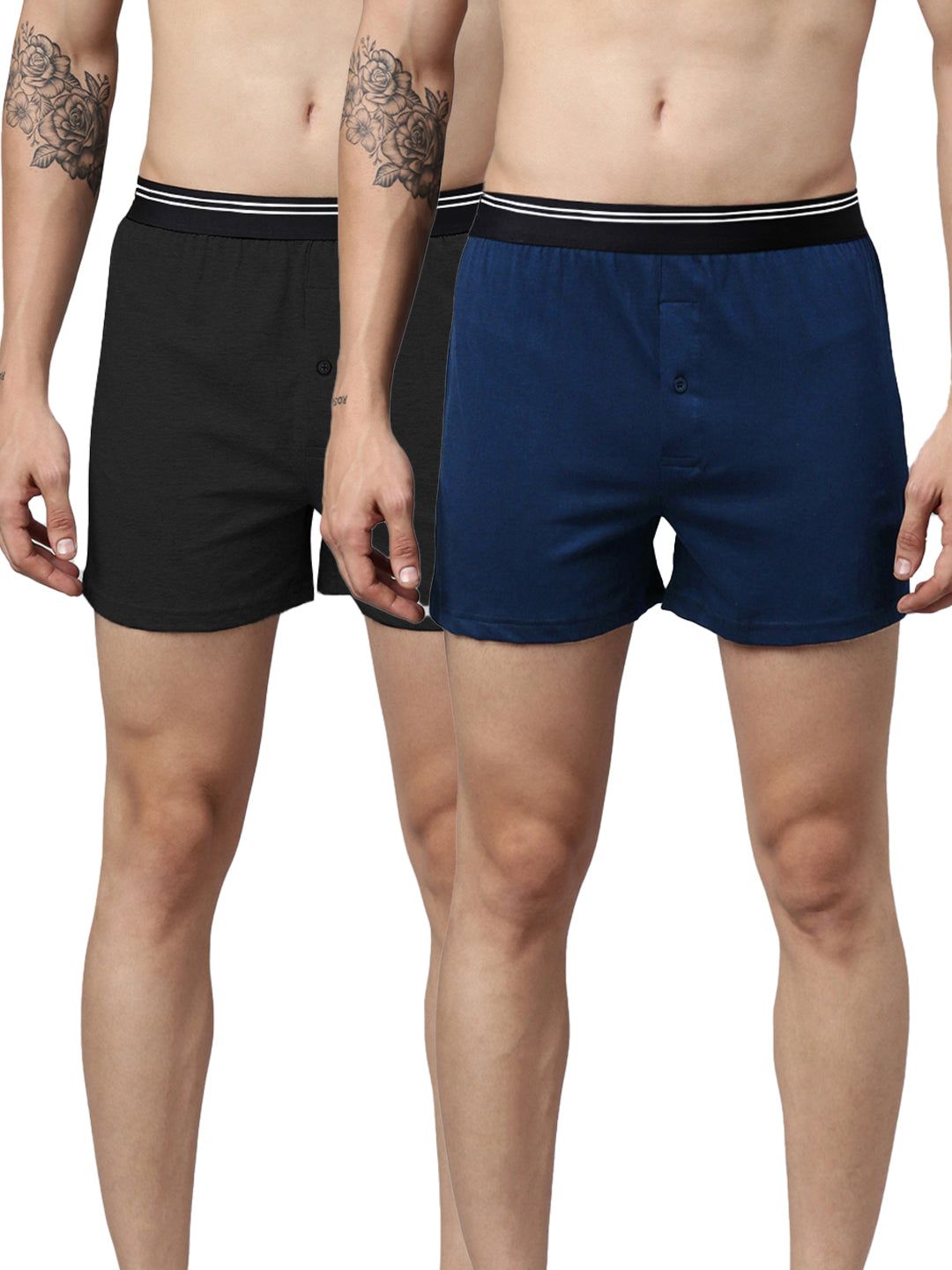 2 Pack Solid Cotton Boxers-M