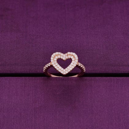 Exquisite Rose Gold Heart Ring-White Stone / Rose Gold / US 6 (16.5 mm Diameter)