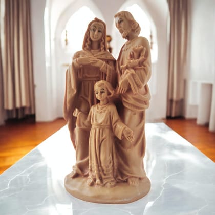 AMS Jesus Statue Handcrafted Holy Family Jesus Idol with Mary and Joseph Exquisite Sculpture for Christian Home, Prayer, Office and Gifting 14.5 Cm
