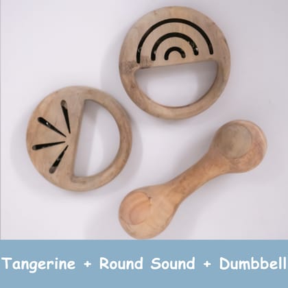 Tangerine, Round Sound & Dumbbell Wooden Toy