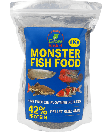 Grow Basket Monster Fish Food for Arowana 4mm Floating 42 Percent Protein High Nutrition Daily Feed for All Types of Arowana Carnivorous Monster Fish India