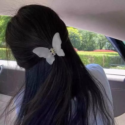 Aliza® Trendy Butterfly Frosted Colors Plastic Hair Barrette Clip Claw Clutcher Jaw Clamp Hair Accessories For Women & Girls (Pack of 4)