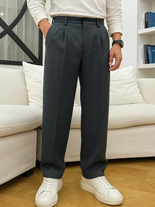 Korean Dark Grey Elastic Trouser-S