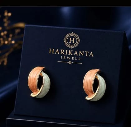 Elegant Dual Tone Hoop Earrings Marble Finish Party Wear for Women & Girls