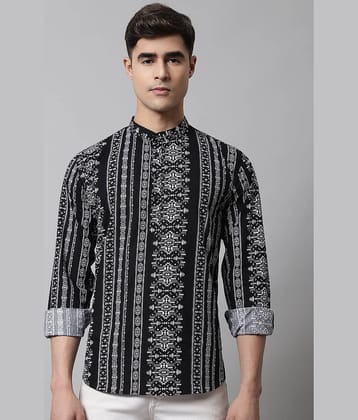 MAJESTIC MAN Cotton Printed Regular Kurta For Men ( Black )