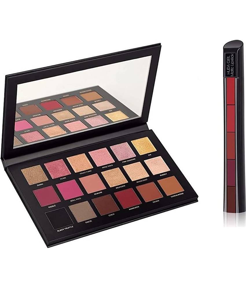 Lenon Beauty Rose Gold Eyeshadow Palette with Matte Finish Lipstick Pack of 2