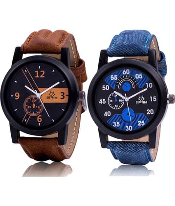 Septem Multicolor Leather Analog Men's Watch