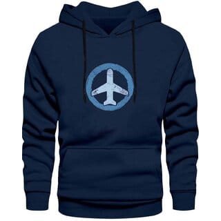 HIT SQUARE Men Blue Printed Hooded Full Sleeve Sweatshirt.
