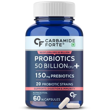 Carbamide Forte Probiotics 50 Billion CFU, Gut Cleanse with Prebiotics and Probiotics-30 Capsules