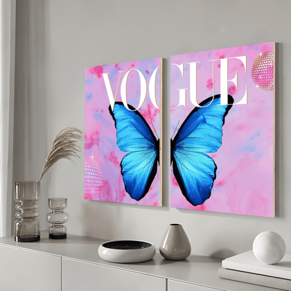 Radiant Wings Butterfly Wood Print Wall Art Set of 2-9 X 12 Inches Each / Pinewood Thickness: 6mm