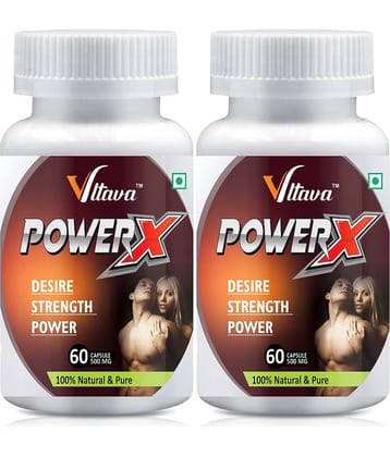 Vltava Power X Capsules | Strength & Stamina | Power & Performance | 120 gm Unfalvoured Minerals Capsule Pack of 2