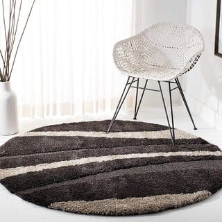 GALLERY HOME Silky Smooth Anti-Skid Shaggy Round Carpet with 2 inch Thickness (5 x 5 Round, Brown T5)