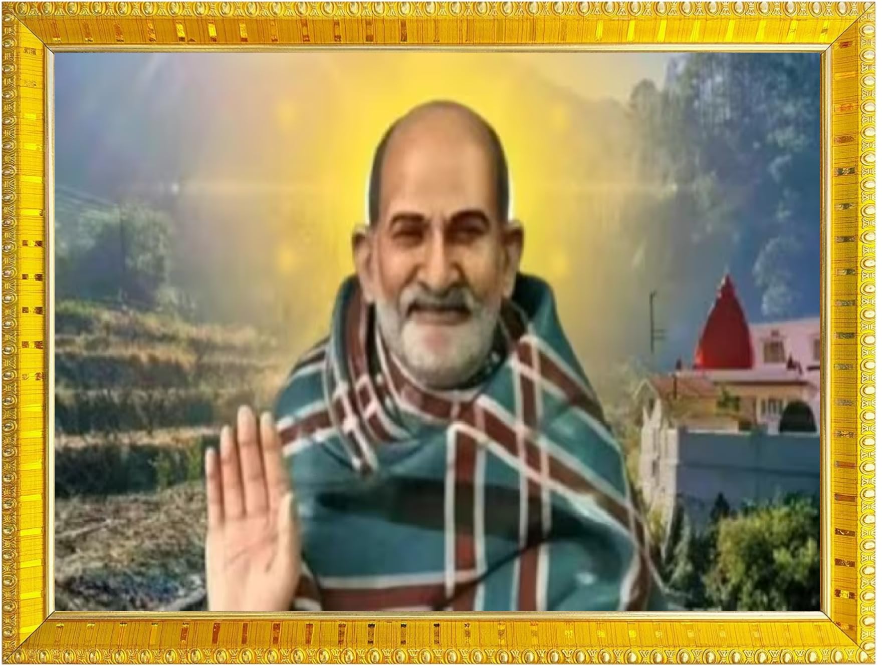 NOKKES Neem Karoli Baba Neev Karori baba Photo Frames Religious Photo frame 5X7 Inch Photo Frame_W61