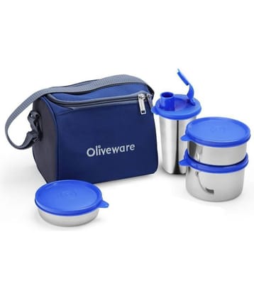 Oliveware Milano Stainless Steel Lunch Box 3 Container (Pack of 1)