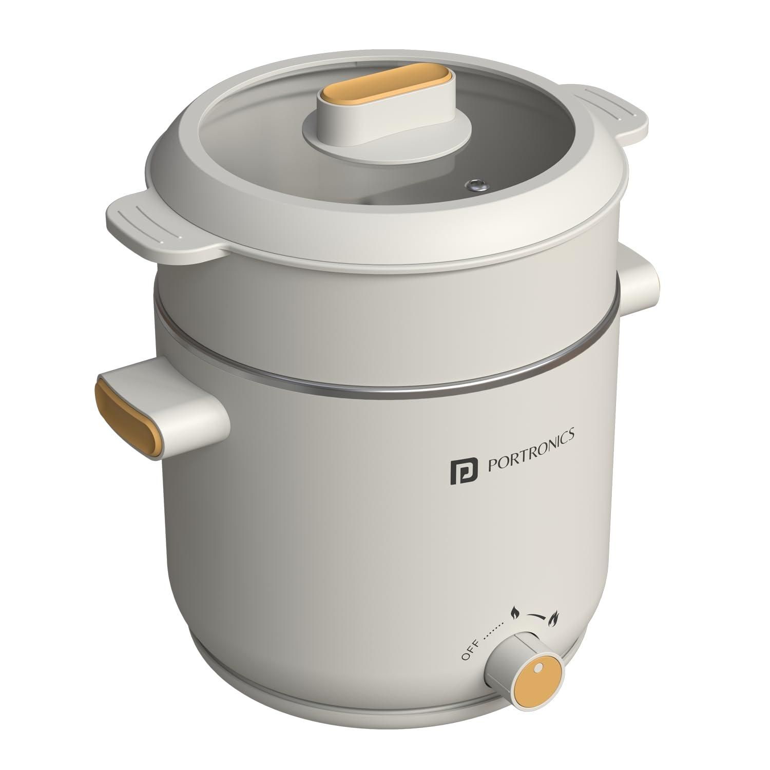 Portronics Anymeal Multifunctional 1.5L Electric Kettle With Steamer, Dual Temperature Settings