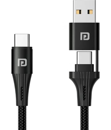 Portronics Konnect J4:USB A +Type C to Type C Cable ,Black (POR 1343)