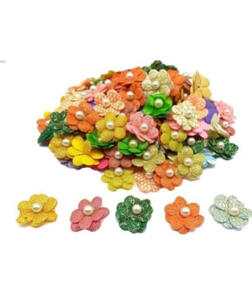PRANSUNITA Fabric Multicolored Stem Less Fabric Decoration Flower Beads ( Pack of 1 )