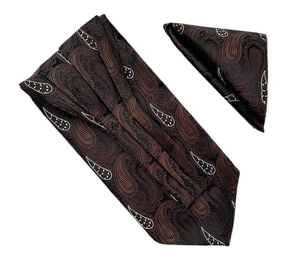 VOICI France Men's Self-Design Cravat Ascot NeckTie for Men Free Size Microfiber Fabric-Brown & Off-White VOICI France Men's Self-Design Cravat Ascot NeckTie for Men Free Size Microfiber Fabric-Brown & Off-White