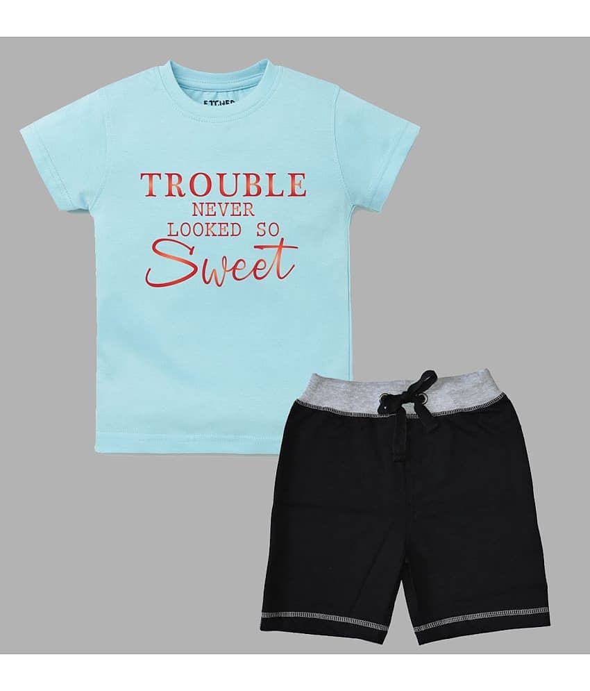 ETCHED DESIGN Pack of 1 Boys Cotton T-Shirt & Shorts Set ( Multicolor )