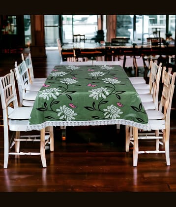 mopak decor Printed Polyester 6 Seater Rectangle Table Cover ( 229 x 152 ) cm Pack of 1 Green