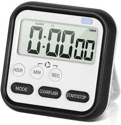 Digital Kitchen Timer with Clock, Magnetic Backing & Stand, Loud Alarm, Perfect for Cooking, Baking, Classroom, Sports, Office and More