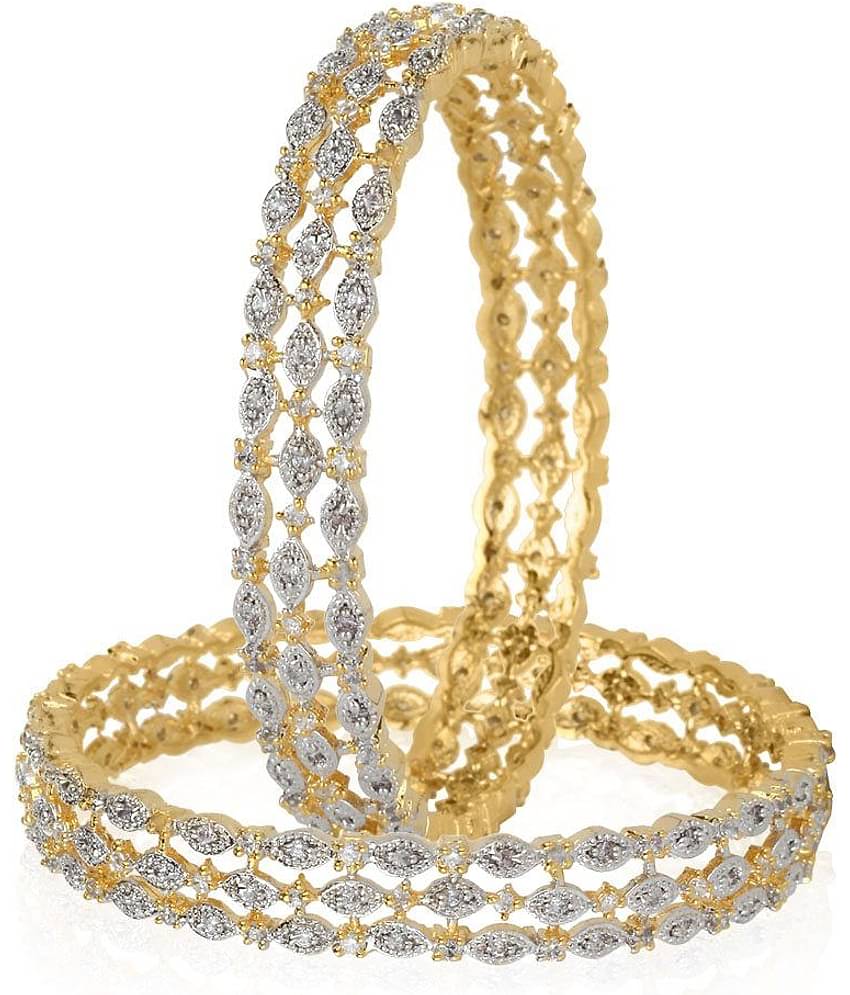 Youbella American Diamond Alloy Golden Bangle Set