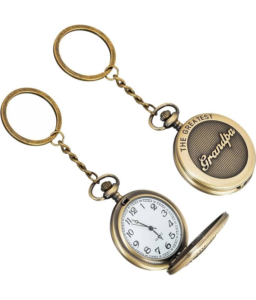 Gala Time Greatest Grandpa Theme Designer Pocket Watch Vintage Premium Analog Clock Antique Metallic Keyring Gift Key Chain