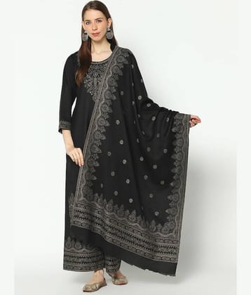 SAFAA Unstitched Woollen Self Design Dress Material - Black ( Pack of 1 )