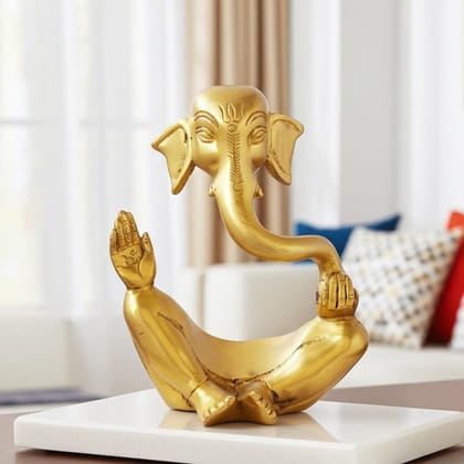 Premium Handcrafted Brass Ganesh Idol for Home Temple, Vastu & Diwali Gift, Height : 8 Inch (BSMAS1103 A)