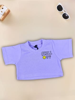 Girls Regular Comfy T-Shirt [GT-545] [9M-5 Years]-9M-12M (Size - 16) / Purple / Ribbed